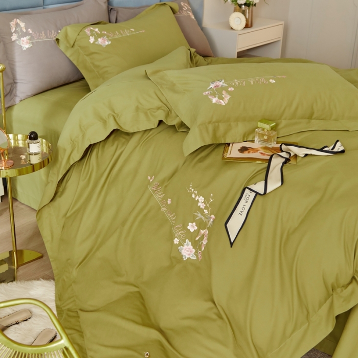 91家纺网 家纺一手货源 找家纺 威克凯丽秋冬绣花3221磨毛四件套布鲁斯系列布鲁斯-丛林绿