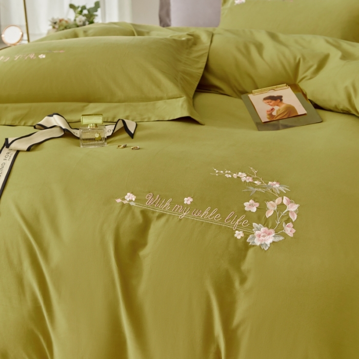 91家纺网 家纺一手货源 找家纺 威克凯丽秋冬绣花3221磨毛四件套布鲁斯系列布鲁斯-丛林绿