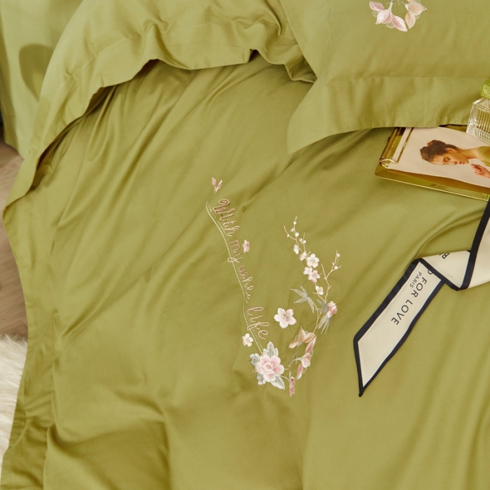 91家纺网 家纺一手货源 找家纺 威克凯丽秋冬绣花3221磨毛四件套布鲁斯系列布鲁斯-丛林绿