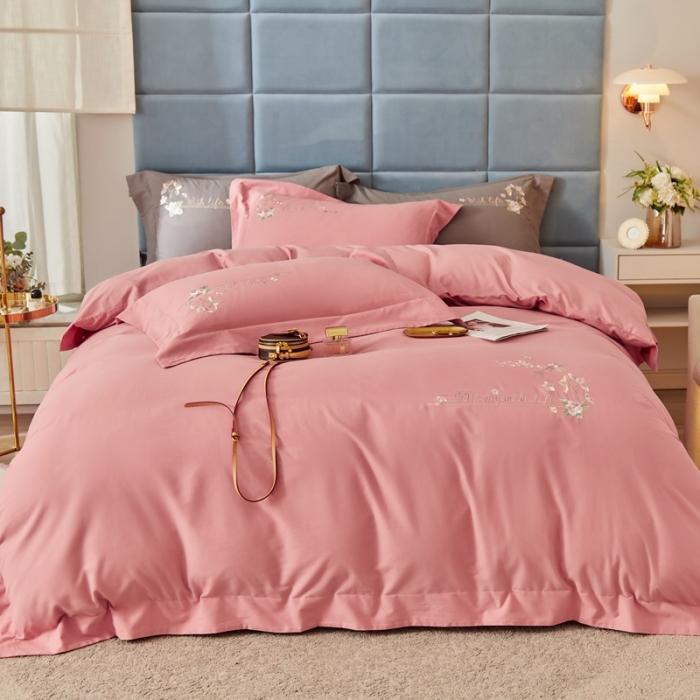 91家纺网 家纺一手货源 找家纺 威克凯丽秋冬绣花3221磨毛四件套布鲁斯系列布鲁斯-豆沙粉