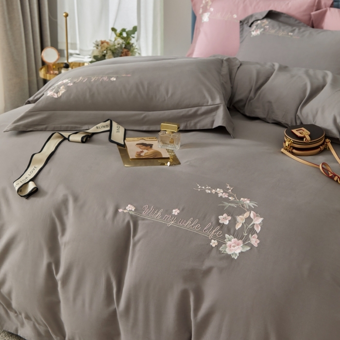 91家纺网 家纺一手货源 找家纺 威克凯丽秋冬绣花3221磨毛四件套布鲁斯系列布鲁斯-高级灰