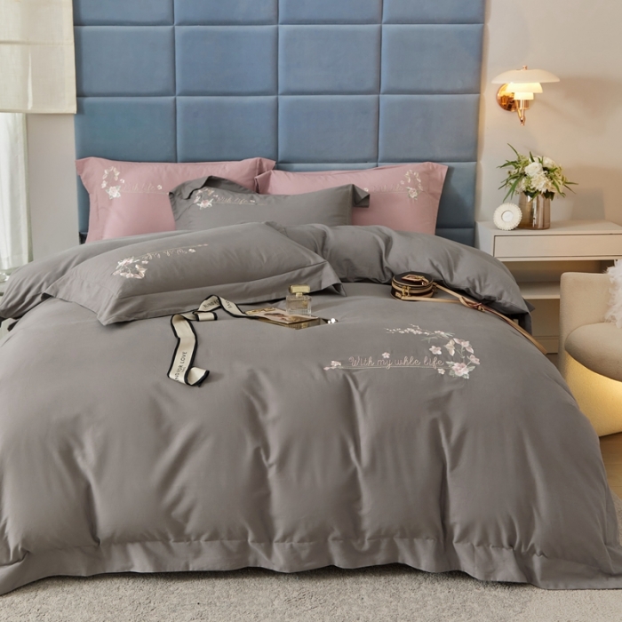 91家纺网 家纺一手货源 找家纺 威克凯丽秋冬绣花3221磨毛四件套布鲁斯系列布鲁斯-高级灰