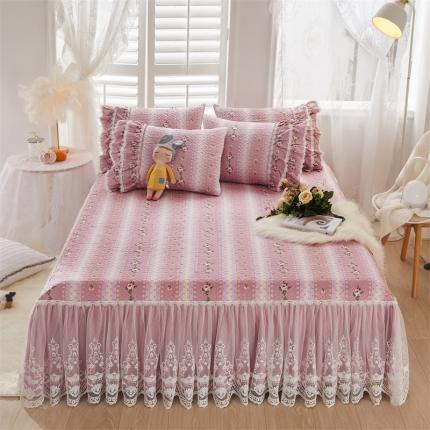 91家纺网 家纺一手货源 找家纺 菊上家纺 2022新款宫廷风全棉蕾丝床裙暖暖