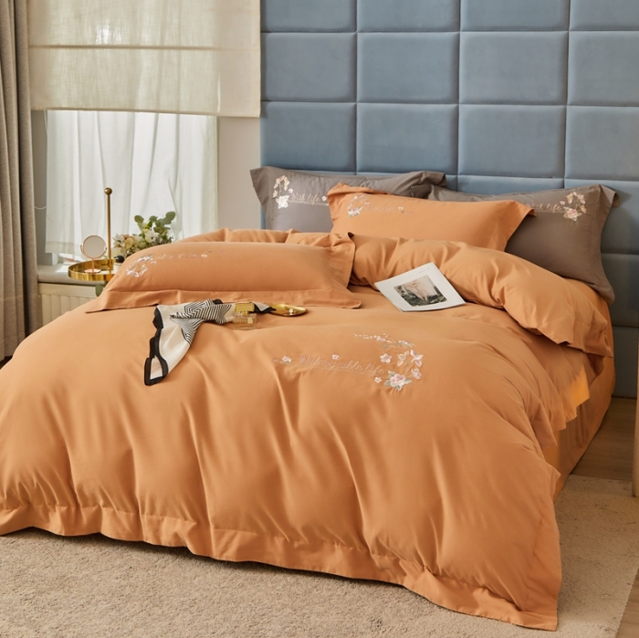 91家纺网 家纺一手货源 找家纺 威克凯丽秋冬绣花3221磨毛四件套布鲁斯系列布鲁斯-桔子橙