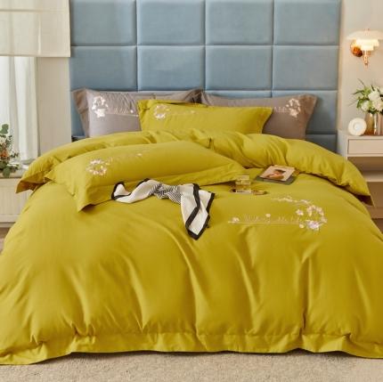 91家纺网 家纺一手货源 找家纺 威克凯丽秋冬绣花3221磨毛四件套布鲁斯系列布鲁斯-杏黄