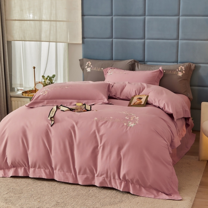 91家纺网 家纺一手货源 找家纺 威克凯丽秋冬绣花3221磨毛四件套布鲁斯系列布鲁斯-紫豆沙