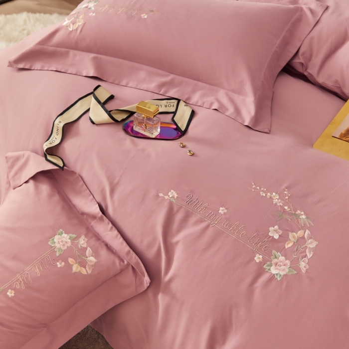 91家纺网 家纺一手货源 找家纺 威克凯丽秋冬绣花3221磨毛四件套布鲁斯系列布鲁斯-紫豆沙