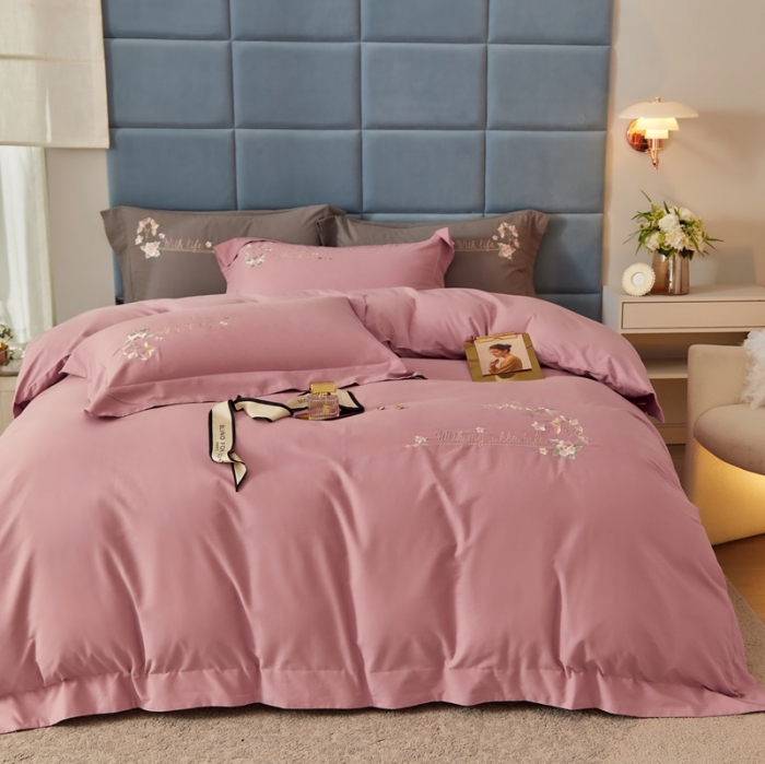 91家纺网 家纺一手货源 找家纺 威克凯丽秋冬绣花3221磨毛四件套布鲁斯系列布鲁斯-紫豆沙