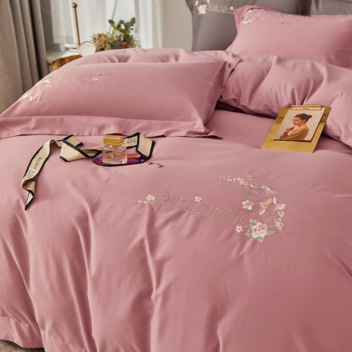 91家纺网 家纺一手货源 找家纺 威克凯丽秋冬绣花3221磨毛四件套布鲁斯系列布鲁斯-紫豆沙