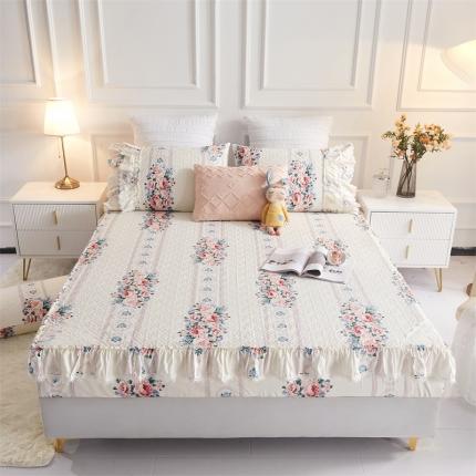 91家纺网 家纺一手货源 找家纺 菊上家纺 2021新款小清新花边床笠款流年白