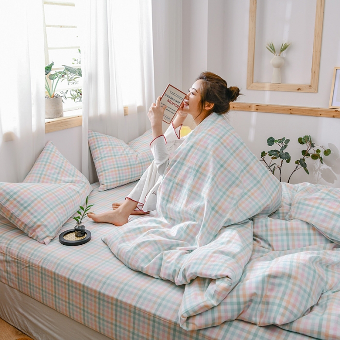 91家纺网 家纺一手货源 找家纺 恋人优选 2023新款纯棉水洗单被套冰激凌格