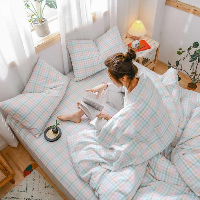 91家纺网 家纺一手货源 找家纺 恋人优选 2023新款纯棉水洗单被套冰激凌格