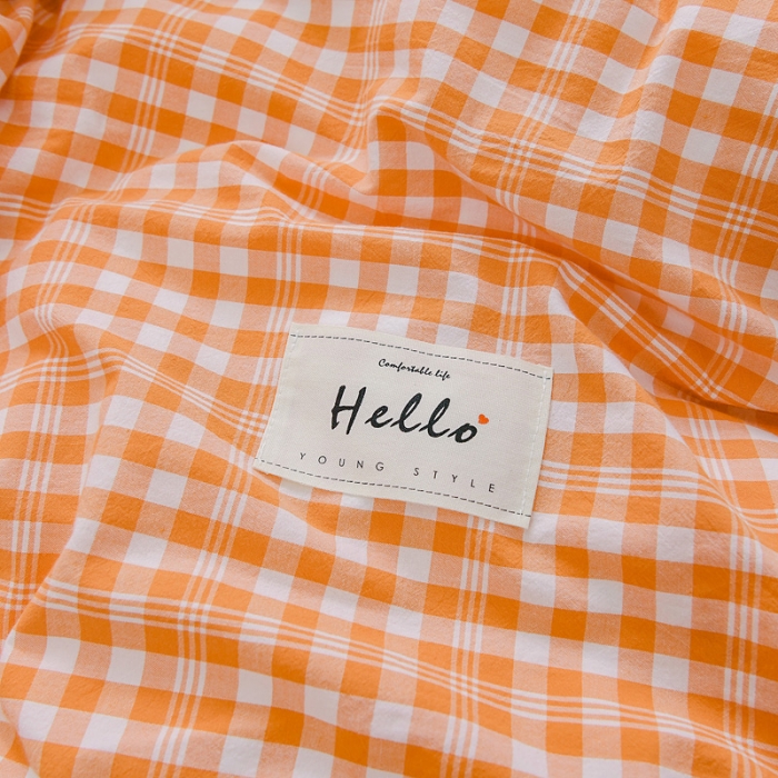 91家纺网 家纺一手货源 找家纺 恋人优选 2023新款纯棉水洗单被套彩虹橘小格