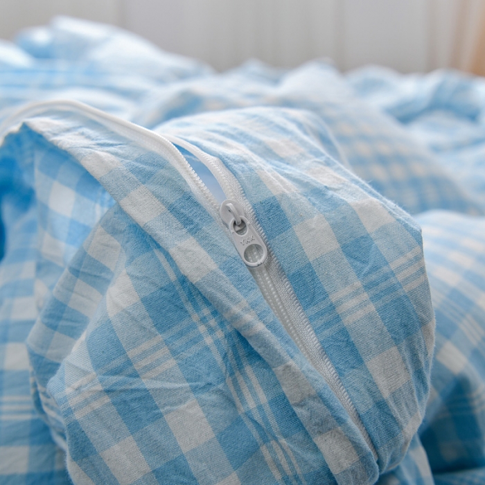 91家纺网 家纺一手货源 找家纺 恋人优选 2023新款纯棉水洗单被套彩虹浅蓝