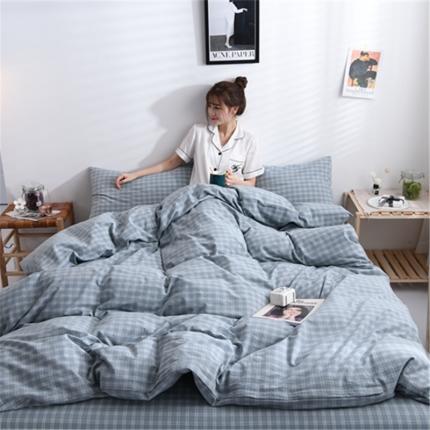 91家纺网 家纺一手货源 找家纺 恋人优选 2023新款纯棉水洗单被套方格绿