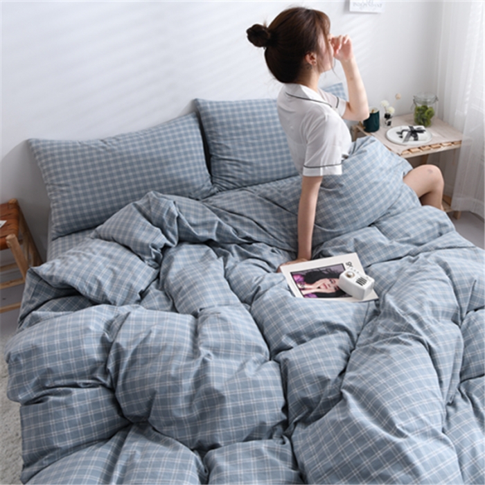 91家纺网 家纺一手货源 找家纺 恋人优选 2023新款纯棉水洗单被套方格绿