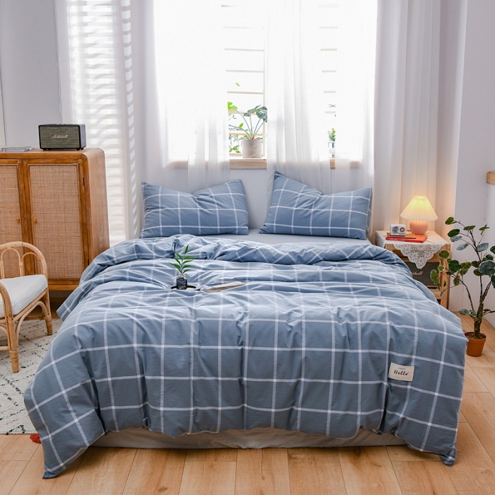 91家纺网 家纺一手货源 找家纺 恋人优选 2023新款纯棉水洗单被套海蓝格