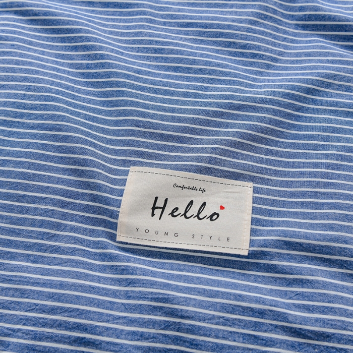 91家纺网 家纺一手货源 找家纺 恋人优选 2023新款纯棉水洗单被套蓝白条