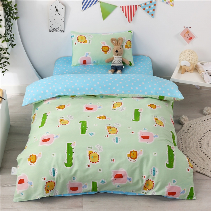 91家纺网 家纺一手货源 找家纺 孩子王家纺 全棉13372小版卡通幼儿园多件套 动物星球