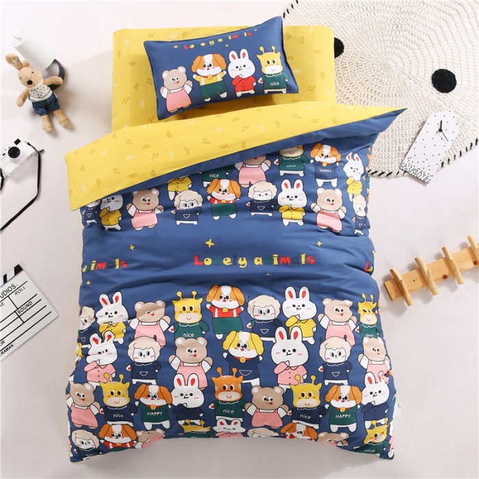 91家纺网 家纺一手货源 找家纺 孩子王家纺 全棉13372小版卡通幼儿园多件套 动物园