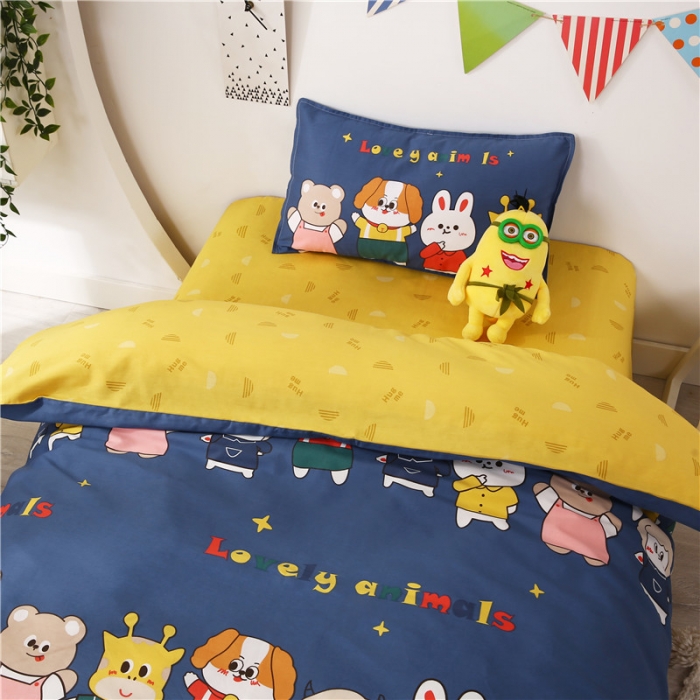 91家纺网 家纺一手货源 找家纺 孩子王家纺 全棉13372小版卡通幼儿园多件套 动物园