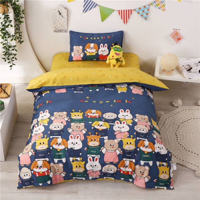 91家纺网 家纺一手货源 找家纺 孩子王家纺 全棉13372小版卡通幼儿园多件套 动物园