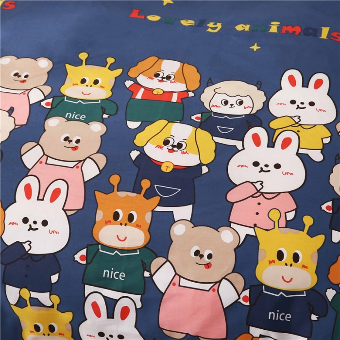 91家纺网 家纺一手货源 找家纺 孩子王家纺 全棉13372小版卡通幼儿园多件套 动物园