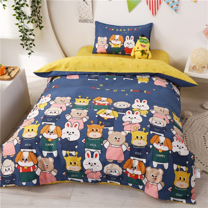 91家纺网 家纺一手货源 找家纺 孩子王家纺 全棉13372小版卡通幼儿园多件套 动物园