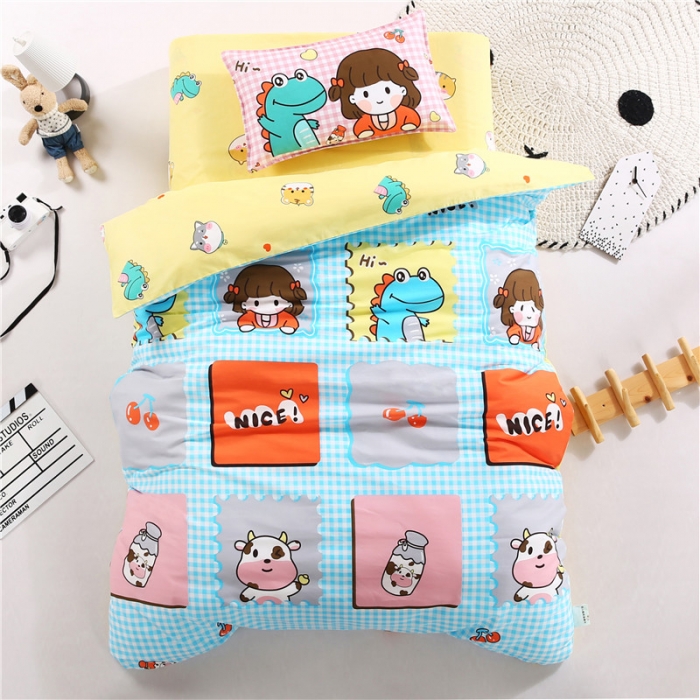 91家纺网 家纺一手货源 找家纺 孩子王家纺 全棉13372小版卡通幼儿园多件套 格子女孩