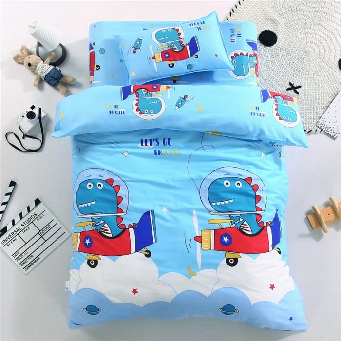 91家纺网 家纺一手货源 找家纺 孩子王家纺 全棉13372小版卡通幼儿园多件套 欢乐恐龙