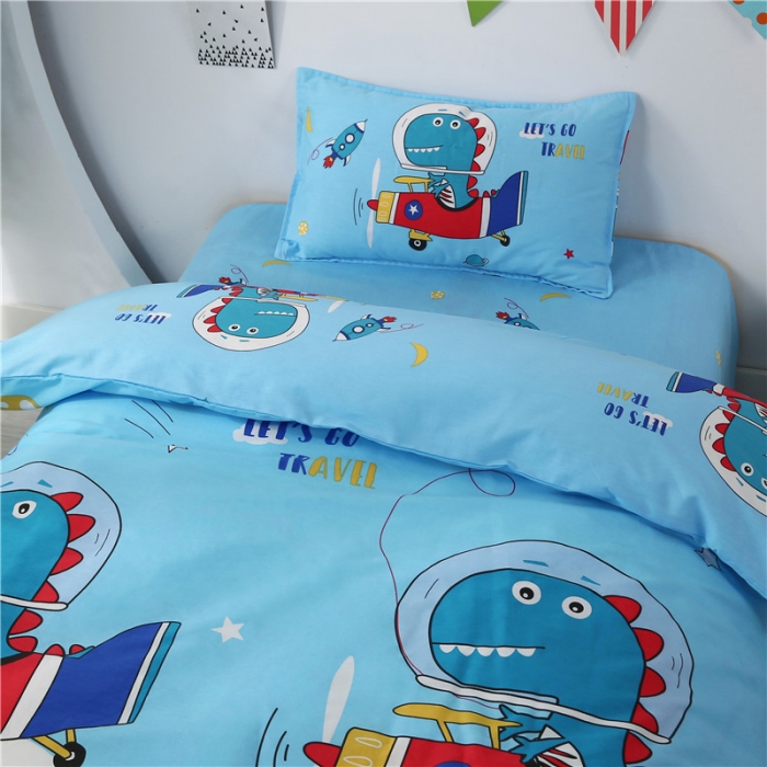 91家纺网 家纺一手货源 找家纺 孩子王家纺 全棉13372小版卡通幼儿园多件套 欢乐恐龙