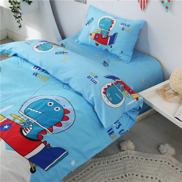 91家纺网 家纺一手货源 找家纺 孩子王家纺 全棉13372小版卡通幼儿园多件套 欢乐恐龙