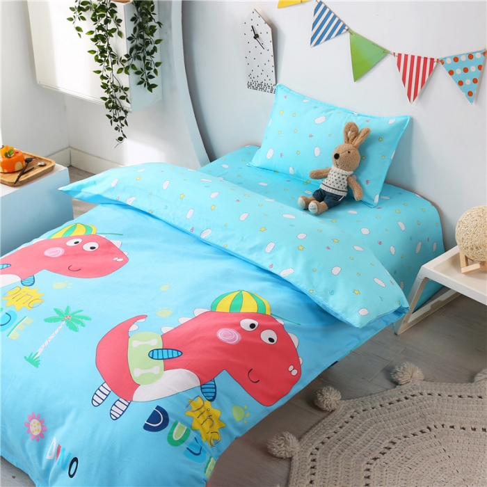 91家纺网 家纺一手货源 找家纺 孩子王家纺 全棉13372小版卡通幼儿园多件套 活力宝贝