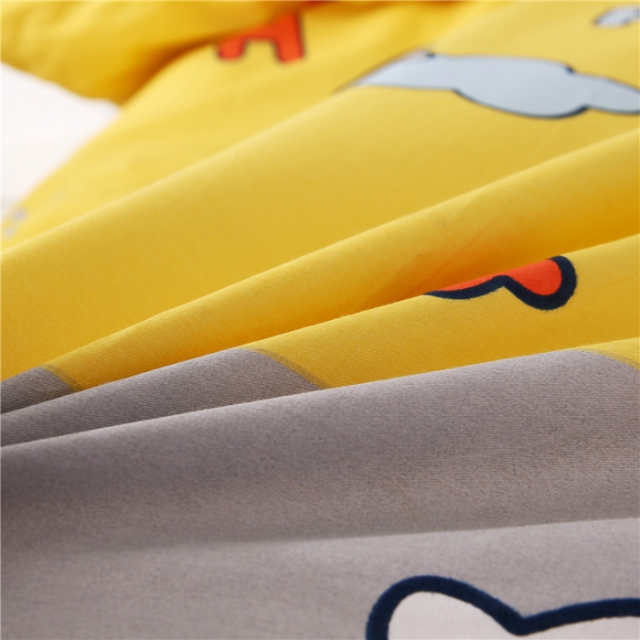 91家纺网 家纺一手货源 找家纺 孩子王家纺 全棉13372小版卡通幼儿园多件套 开心牛牛-黄