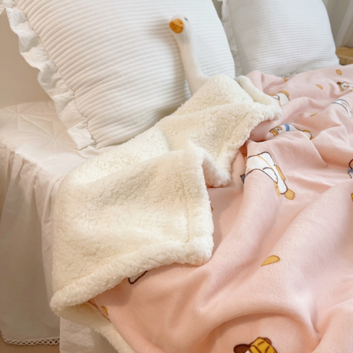 91家纺网 家纺一手货源 找家纺 萝莉家纺 2021保暖加厚牛奶绒毛毯羊羔绒毯子被套毯可爱鴨粉