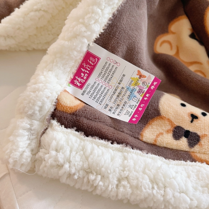 91家纺网 家纺一手货源 找家纺 萝莉家纺2021保暖加厚牛奶绒毛毯羊羔绒毯子被套毯可可熊咖色