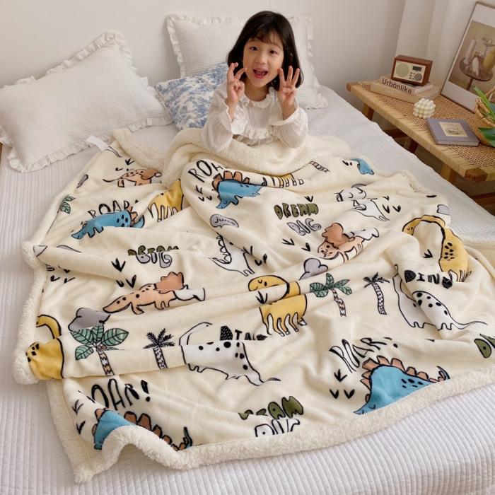 91家纺网 家纺一手货源 找家纺 萝莉家纺 2021保暖加厚牛奶绒毛毯羊羔绒毯子被套毯恐龙假日