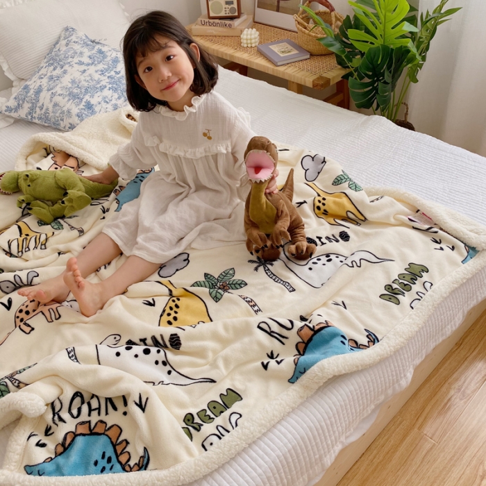 91家纺网 家纺一手货源 找家纺 萝莉家纺 2021保暖加厚牛奶绒毛毯羊羔绒毯子被套毯恐龙假日