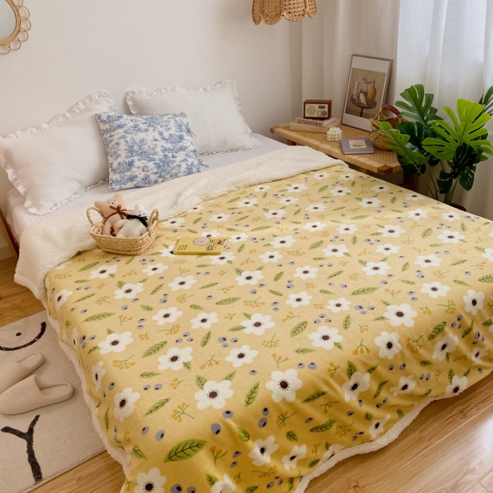 91家纺网 家纺一手货源 找家纺 萝莉家纺 2021保暖加厚牛奶绒毛毯羊羔绒毯子被套毯洛克黄