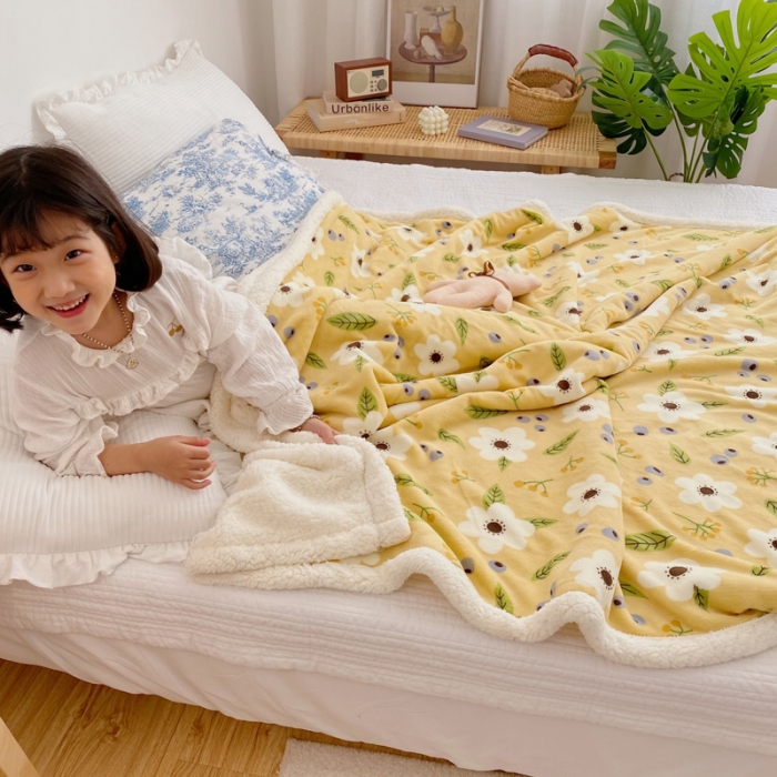 91家纺网 家纺一手货源 找家纺 萝莉家纺 2021保暖加厚牛奶绒毛毯羊羔绒毯子被套毯洛克黄