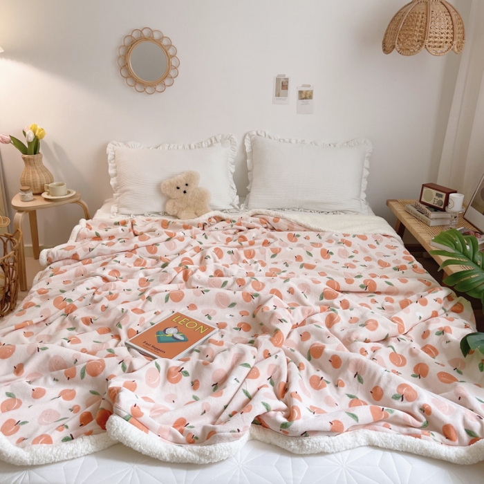 91家纺网 家纺一手货源 找家纺 萝莉家纺 2021保暖加厚牛奶绒毛毯羊羔绒毯子被套毯蜜桃