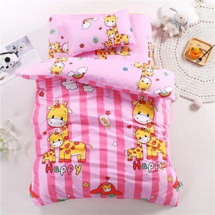 孩子王家纺 全棉13372小版卡通幼儿园多件套 长颈鹿-粉