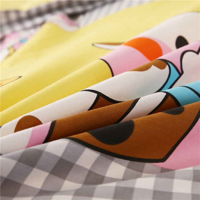 91家纺网 家纺一手货源 找家纺 孩子王家纺 全棉13372小版卡通幼儿园多件套 奶牛猫咪