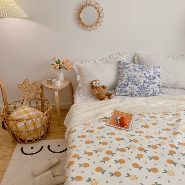 91家纺网 家纺一手货源 找家纺 萝莉家纺 2021保暖加厚牛奶绒毛毯羊羔绒毯子被套毯小橘子