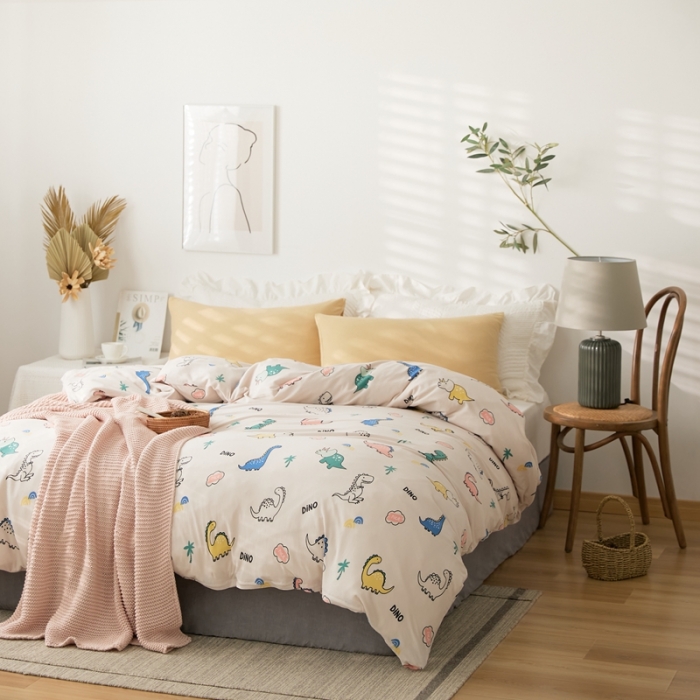 91家纺网 家纺一手货源 找家纺 原研家居 新款kinfolk原研针织棉印花单被套 恐龙