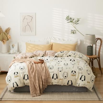 91家纺网 家纺一手货源 找家纺 原研家居 新款kinfolk原研针织棉印花单被套 小狗