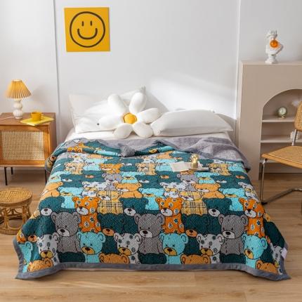 91家纺网 家纺一手货源 找家纺 （总）卡奥AB版水晶绒夹棉盖毯纯棉床盖加厚毛毯学生宿舍床垫