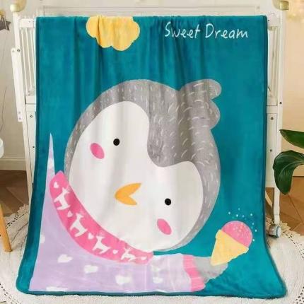 91家纺网 家纺一手货源 找家纺 爱她美 2021新款童毯超柔加厚云貂绒儿童毯 冰淇淋鸟