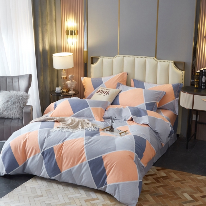 91家纺网 家纺一手货源 找家纺 金纱玉纺 2022新款全棉磨毛四件套时光隧道