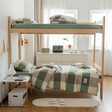 91家纺网 家纺一手货源 找家纺 （总）北欧良品 A类全棉水洗棉学生宿舍上下铺三件套开学季纯棉